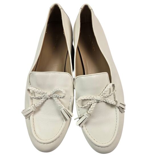 Ann Taylor Loafer Lot Size 9 Tan White Slip On Driving Moccasin Bow - Picture 5 of 6